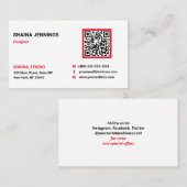 QR-Codevernetzung Modernes Schwarzes Rotes Weiß Visitenkarte (Vorne/Hinten)