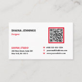 QR-Codevernetzung Modernes Schwarzes Rotes Weiß Visitenkarte (Vorderseite)