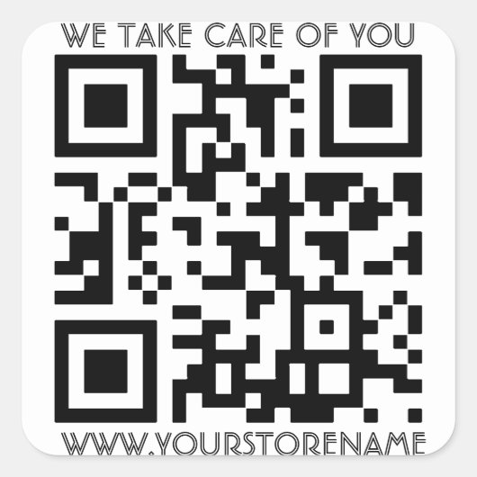 QR-Codevorlage mit beliebigem Text Quadratischer Aufkleber (Vorderseite)
