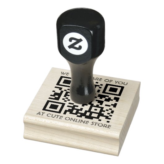 QR-Codevorlage mit Briefmarke aus Textholz Gummistempel (Stempel)
