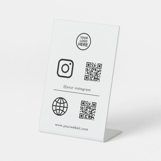 QR-Codezeichen für soziale Medien Sockelschild (Vorderseite)