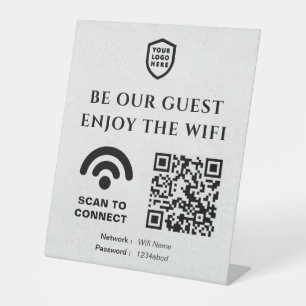 QR Connect Wifi Firmenlogo Sockelschild