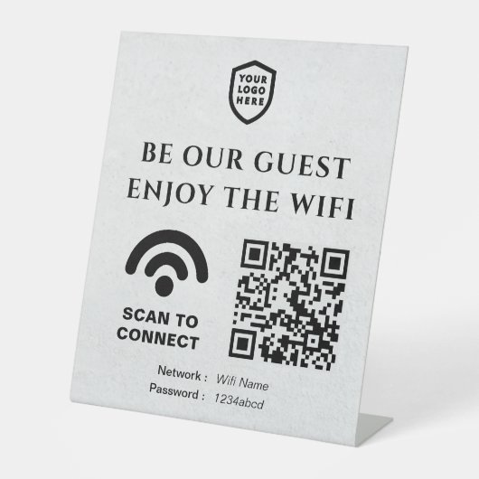 QR Connect Wifi | Firmenlogo Sockelschild (Vorderseite)