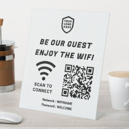 QR Connect WiFi White Business Logo Pedestzeichen Sockelschild