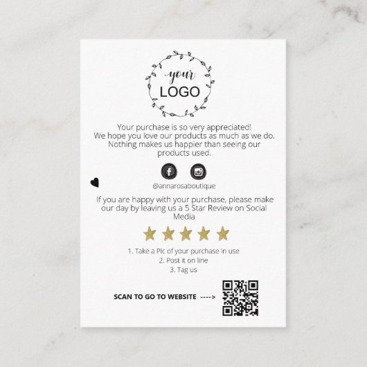 *~* QR COSMIC CRYSTALS Logo DANKEN SIE AP8 Review Begleitkarte (Rückseite)