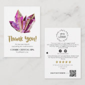 *~* QR COSMIC CRYSTALS Logo Reviews DANK IHNEN AP8 Begleitkarte (Vorne/Hinten)