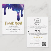 *~* QR COSMIC TROPFEN DANK IHNEN LOGO AP8 Review Begleitkarte (Vorne/Hinten)