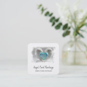*~* QR Crystal Opal Heart Angel Wings AP78 Quadratische Visitenkarte (Stehend Vorderseite)