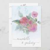 *~* QR Damask AR12 UAWG Rose Bouquet Gold Wedding Einladung (Vorne/Hinten)