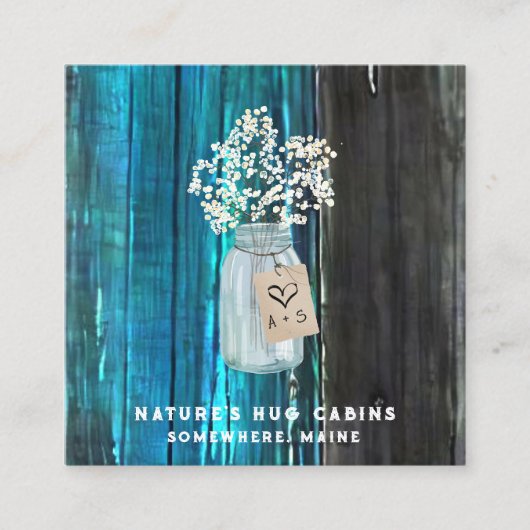 *~* QR Distressed AP49 Mason Jar Quadratische Visitenkarte (Vorderseite)