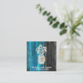 *~* QR Distressed AP49 Mason Jar Quadratische Visitenkarte (Stehend Vorderseite)