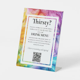 QR DRINKS Wedding Menu ätherische Blüte Sockelschild