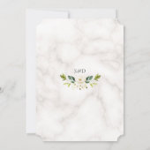 QR Elegante White Blume Goldmarmorhochzeit Einladung (Rückseite)