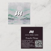 *~* QR Emerald Abstrakt Landscape Nature AP93 Quadratische Visitenkarte (Vorne/Hinten)