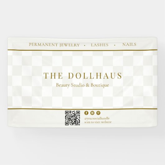 QR-Ereignisanzeige für neutrale Checkerboard-Busin Banner (Horizontal)