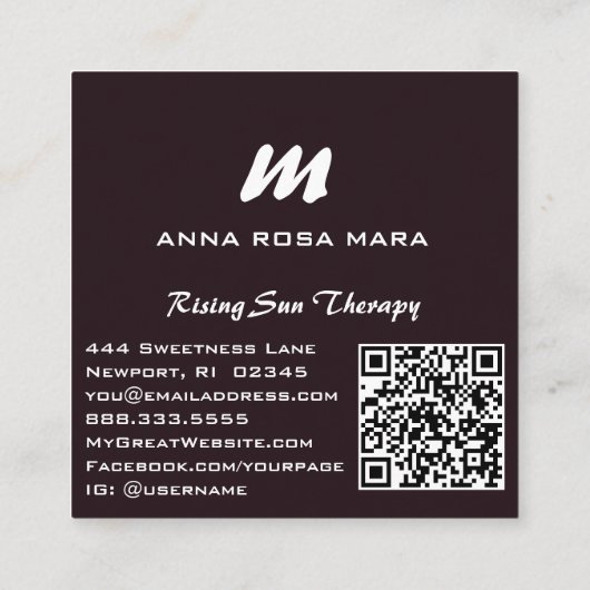 *~* QR Farbenfroh Modernes Abstraktes Fett AP93 Quadratische Visitenkarte (Rückseite)