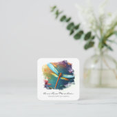 *~* QR Farbenfrohe Lotus Lily Abstrakte Libelle Quadratische Visitenkarte (Stehend Vorderseite)