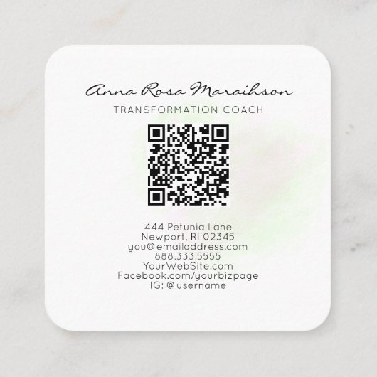 *~* QR Farbenfrohe Lotus Lily Abstrakte Libelle Quadratische Visitenkarte (Rückseite)