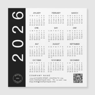 QR-Firmenlogo 2026 - Kalender - Schwarzer Text - C Magnetkarte