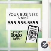 QR-Firmenlogo Modern Minimalistisch Schwarz-weiß Fensteraufkleber (Zuhause)