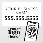 QR-Firmenlogo Modern Minimalistisch Schwarz-weiß Fensteraufkleber (Blatt)