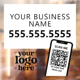 QR-Firmenlogo Modern Minimalistisch Schwarz-weiß Fensteraufkleber