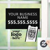 QR-Firmenlogo Modern Minimalistische Dunkelschwarz Fensteraufkleber (Zuhause)