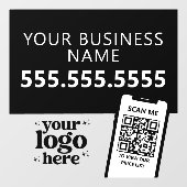 QR-Firmenlogo Modern Minimalistische Dunkelschwarz Fensteraufkleber (Blatt)