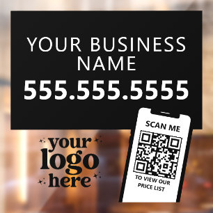 QR-Firmenlogo Modern Minimalistische Dunkelschwarz Fensteraufkleber