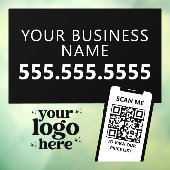 QR-Firmenlogo Modern Minimalistische Dunkelschwarz Fensteraufkleber (Blatt 3)