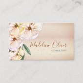 QR Floral Cinnamon Farbe Elegante Visitenkarte (Vorderseite)
