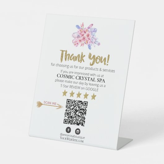 *~* QR FLORAL CRYSTAL Review Logo DANK IHNEN AP8 Sockelschild (Vorderseite)