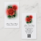 *~* QR Floral Rote Rose Hochzeitsplaner Visitenkarte (Vorne/Hinten)