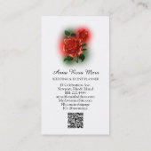 *~* QR Floral Rote Rose Hochzeitsplaner Visitenkarte (Rückseite)
