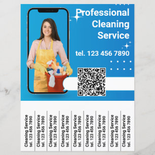 QR-Flyer für die Reinigung des Diensts Abreißen vo