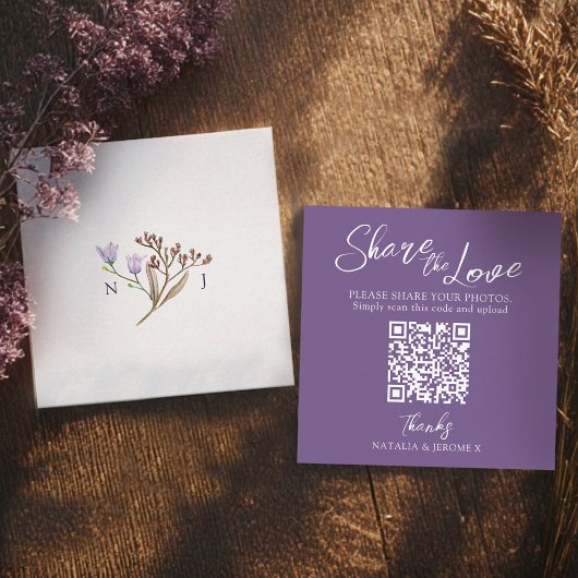 QR Foto Aktie Fall Wildblume Monogramm Begleitkarte