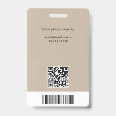 QR-Foto-Beige für Mitarbeiter Ausweis (Rückseite)