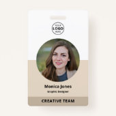 QR-Foto-Beige für Mitarbeiter Ausweis (Vorderseite)