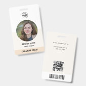 QR-Foto-Beige für Mitarbeiter Ausweis (Vorder- & Rückseite)