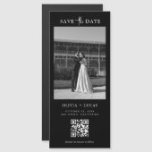 QR Foto Black Magnetic Wedding speichern das Datum Magnetkarte (Vorne/Hinten)
