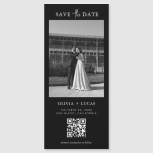 QR Foto Black Magnetic Wedding speichern das Datum Magnetkarte