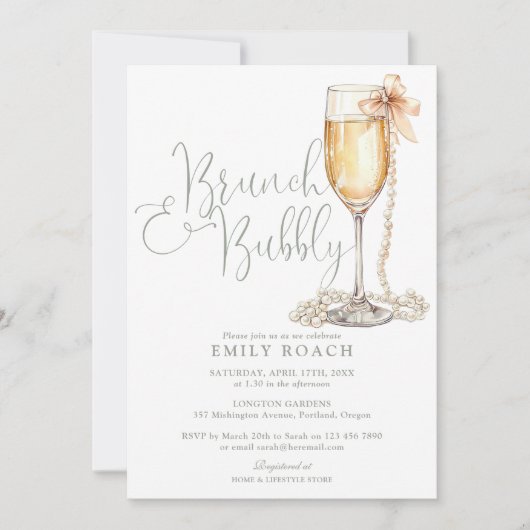 QR-Foto-Brautparty für Brunch und Bubbly Einladung (Vorderseite)