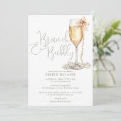 QR-Foto-Brautparty für Brunch und Bubbly Einladung (Stehend Vorderseite)