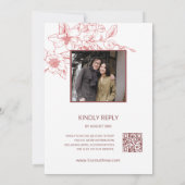 QR-Foto | Dusty Pink White Wedding Einladung (Rückseite)