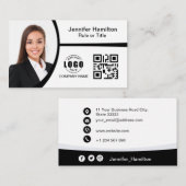 QR-Foto für berufliche Schwarzweiß-Logos Visitenkarte (Vorne/Hinten)