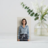 QR-Foto für elitäre Script Monogram-Logos Visitenkarte (Stehend Vorderseite)