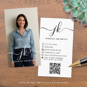QR-Foto für elitäre Script Monogram-Logos Visitenkarte