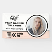 QR-Foto für Firmenlogos im Freien Rosa Banner (Horizontal)