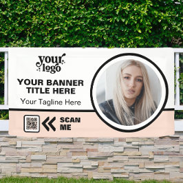 QR-Foto für Firmenlogos im Freien Rosa Banner