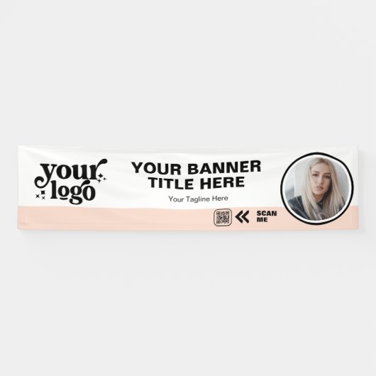 QR-Foto für Firmenlogos im Freien Rosa Banner (Horizontal)